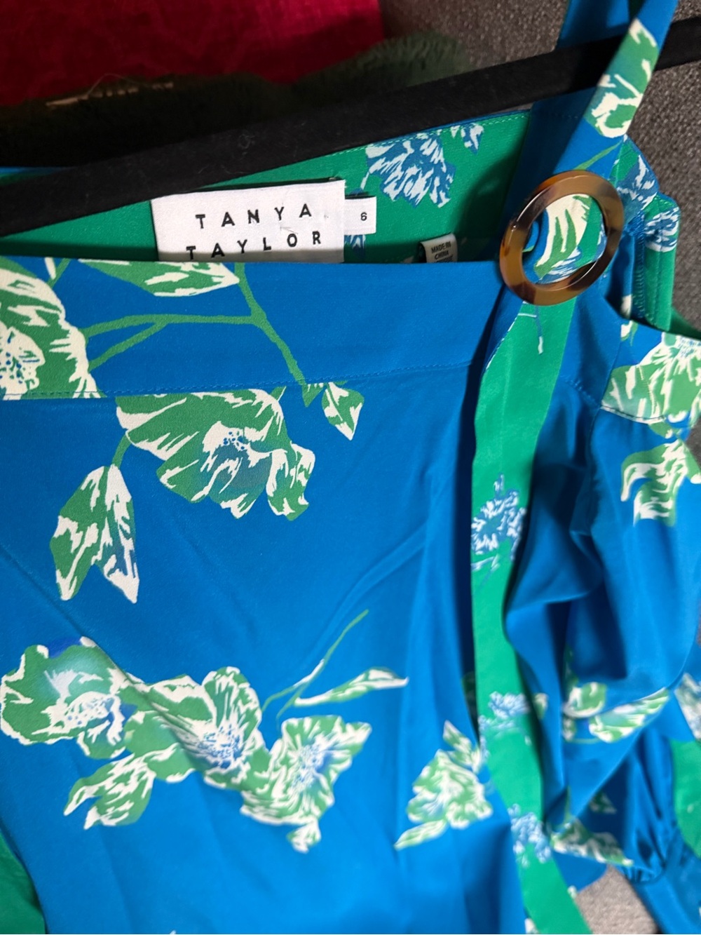 Tanya Taylor Teal Blue Floral Maxi Skirt with Belt Detail